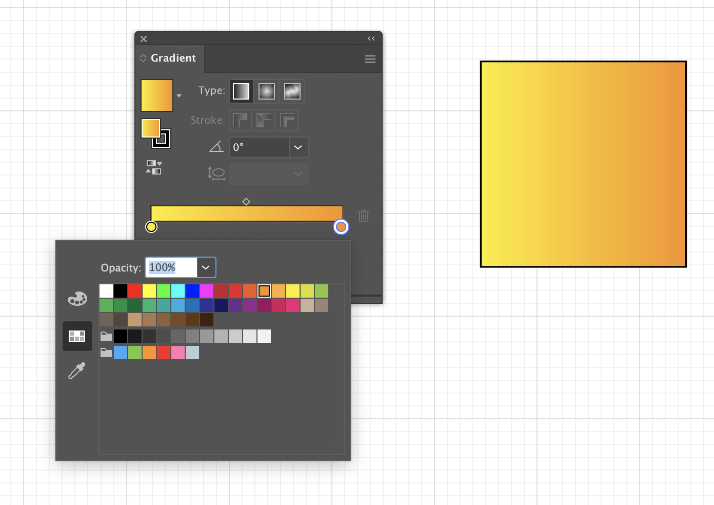 Color selection in gradient tool that can be used in Computer Science diagrams.