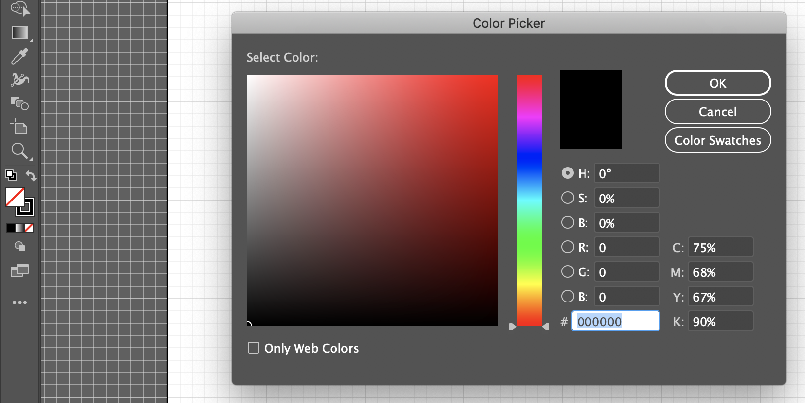 Color section in Adobe Illustrator